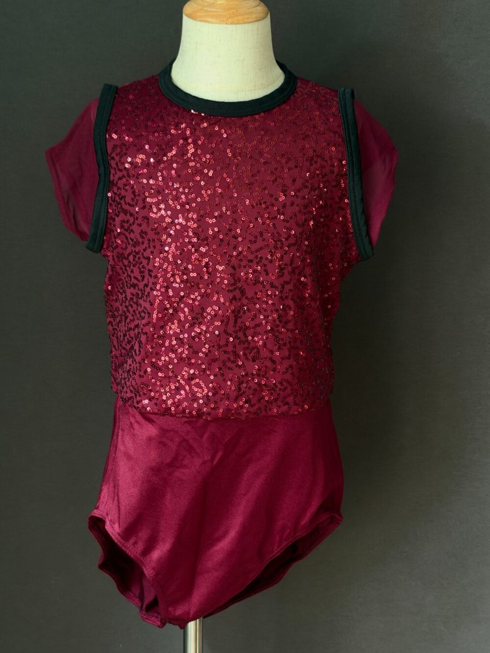 Weissman Burgundy Sequin Leotard Black Suspender Pants Hip Hop Costume XLC/XXLC